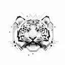 A dotwork tattoo design of a tiger standing proudly in front of a Roman colosseum, symbolizing the client's love for both tigers and Rome tattoo design idea