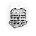 A dotwork tattoo design of a tiger standing proudly in front of a Roman colosseum, symbolizing the client's love for both tigers and Rome tattoo design idea