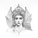 goddess Athena and leaves tattoo design idea