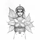 goddess Athena and leaves tattoo design idea