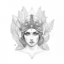 goddess Athena and leaves tattoo design idea