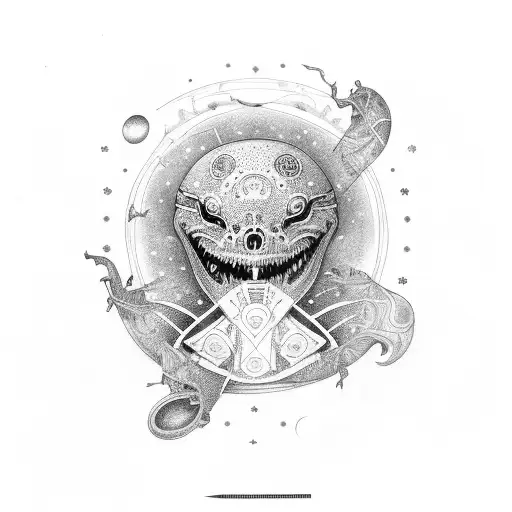 skate and galaxy tattoo design idea