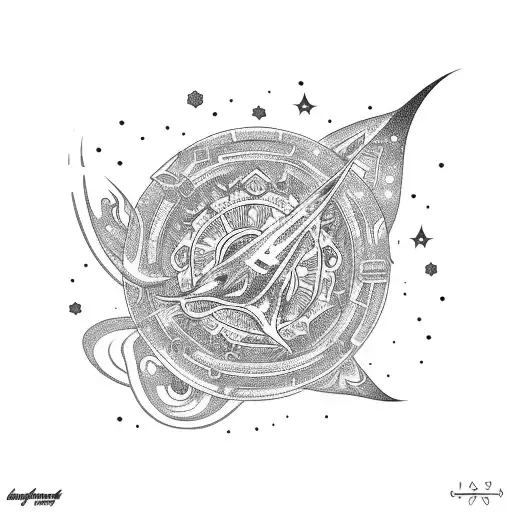 skate and galaxy tattoo design idea