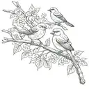 birds on a branch and roman numerals tattoo design idea