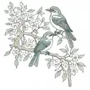 birds on a branch and roman numerals tattoo design idea