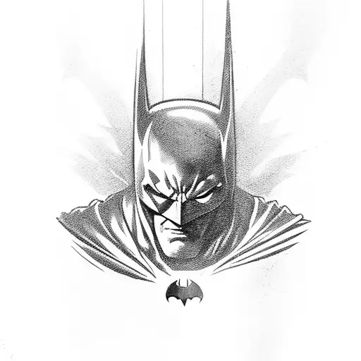 batman with his villains tattoo design idea