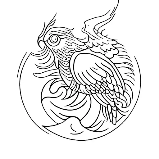 Fenix Bird flaming tattoo design idea