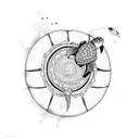 turtle with handpan as a shell tattoo design idea