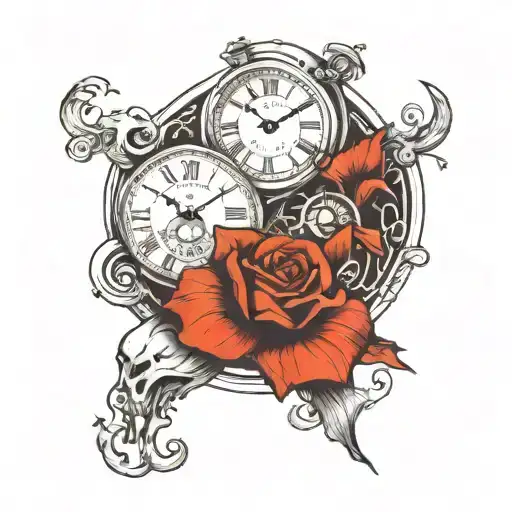 broken pelvis and clock and earth   tattoo design idea
