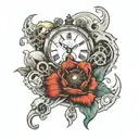 broken pelvis and clock and earth   tattoo design idea