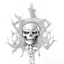 skeleton arms above the knee going down and around  tattoo design idea