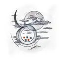 two japanese cranes moon and sun tattoo design idea