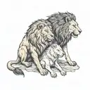 lion and wolf and raven  tattoo design idea