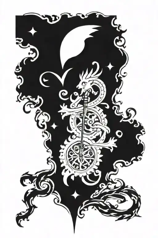 Create a arm sleeve tattoo using lithuanian "Vytis" And other symbols, incorporate a lot of baltic pagan symbols too. tattoo design idea