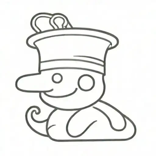 Worm wearing fez hat sitting tattoo design idea