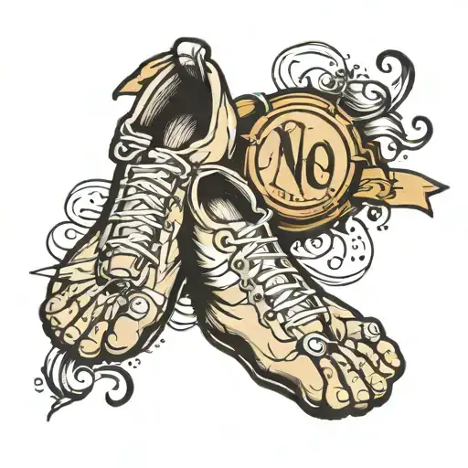 Baby boy footprint with name and lifeline tattoo design idea