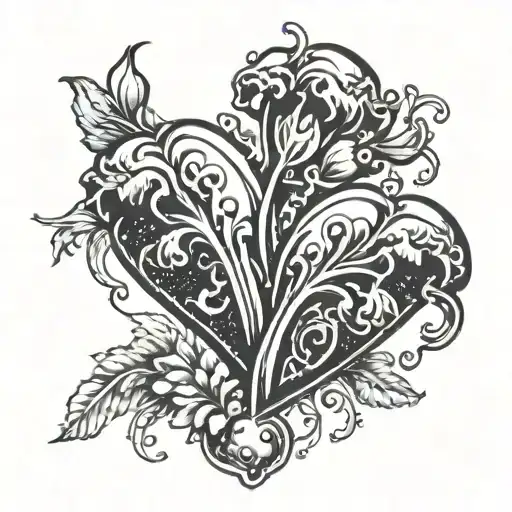 bleeding heart  letter r and l  tattoo design idea