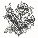 bleeding heart  letter r and l  tattoo design idea
