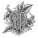 bleeding heart  letter r and l  tattoo design idea