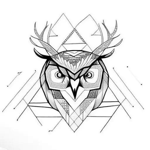 Owl, deer, bear tattoo design idea
