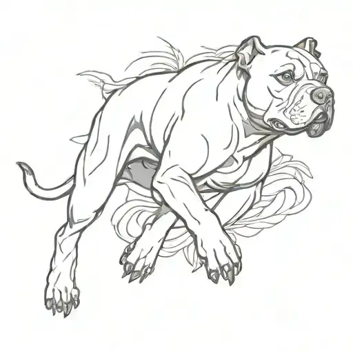 A fierce pitbull surrounded by a jungle gym, symbolizing strength and dedication to fitness tattoo design idea