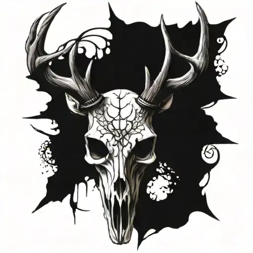 deer skull for my knee tattoo design idea
