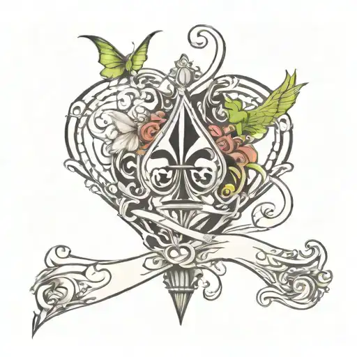 ace of spades and tinkerbell letter s tattoo design idea