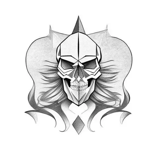 skull with horse face tattoo design idea