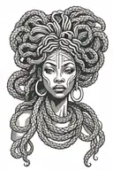 African Medusa with dreadlocks tattoo design idea