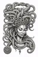 African Medusa with dreadlocks tattoo design idea