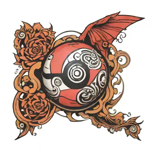 pokeball with reference to the elements: tattoo design idea