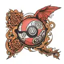 pokeball with reference to the elements: tattoo design idea