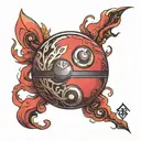 pokeball with reference to the elements: tattoo design idea