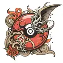 pokeball with reference to the elements: tattoo design idea