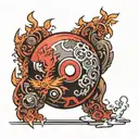 pokeball with reference to the elements: tattoo design idea