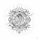 A minimalist tattoo depicting a scale of justice with the scales replaced by beautiful flowers, symbolizing the balance between law and nature. tattoo design idea