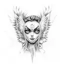 fallen angel eyes cry tattoo design idea