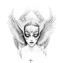 fallen angel eyes cry tattoo design idea