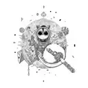 aventure time lich, fin and jake tattoo design idea