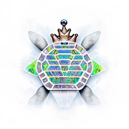 stone turtle with a crystals crown tattoo design idea
