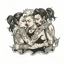 four people in tank tops hugging  tattoo design idea