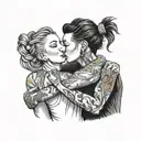 four people in tank tops hugging  tattoo design idea