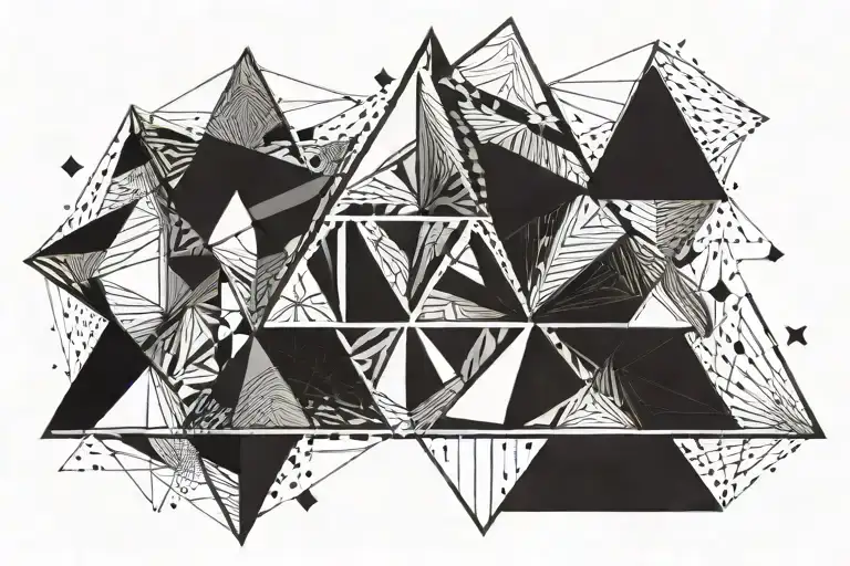 triangles and optical illusions tattoo design idea