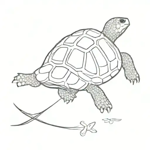 tortoise side view tattoo design idea