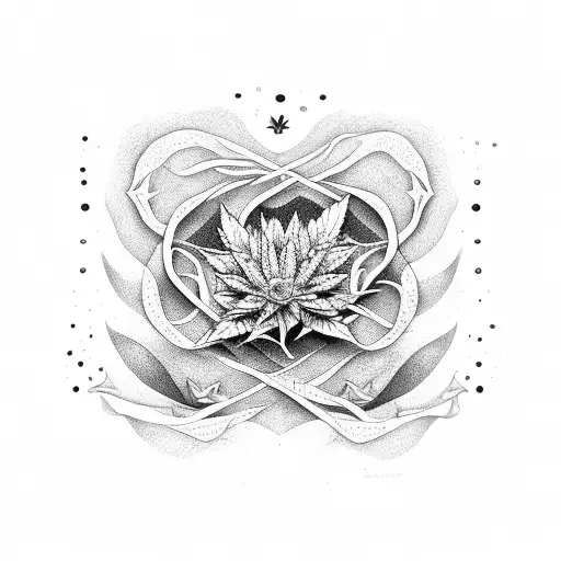 hoja de marihuana con un nombre a su lado tattoo design idea