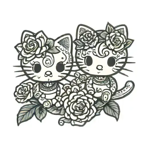 hello kitty & Mimi matching sister tattoos tattoo design idea