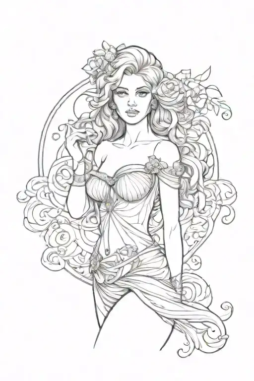 full body Aphrodite realistic sexy girl shoulder tattoo tattoo design idea