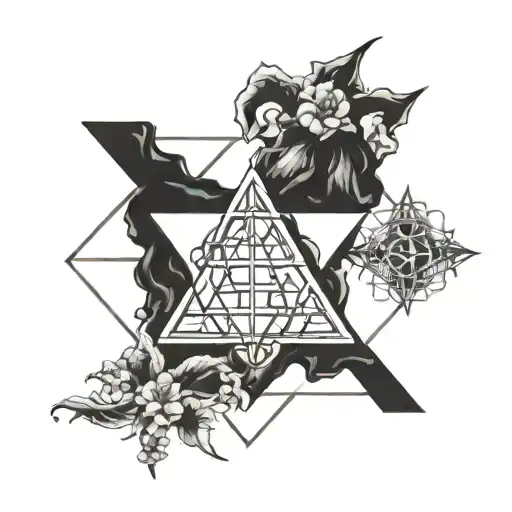 A combination of the symbols of bring me the horizon based on the unicursal hexagram tattoo design idea