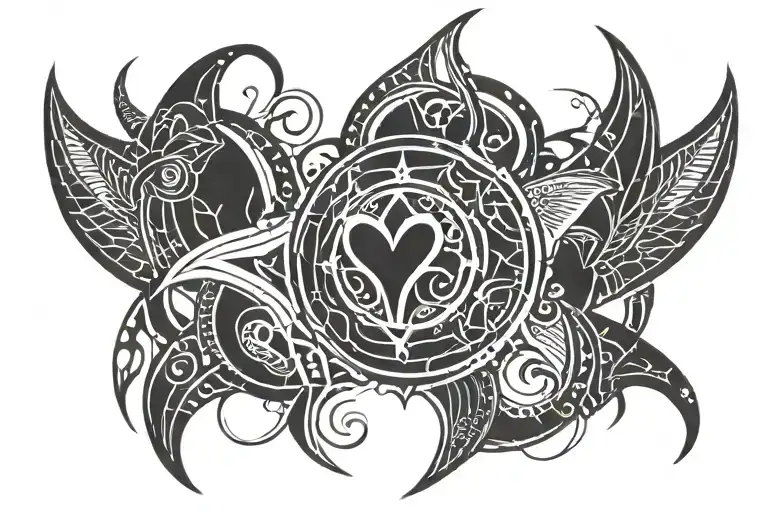 succubus womb tattoo with tribal lines and stars or heart in the center. tattoo design idea