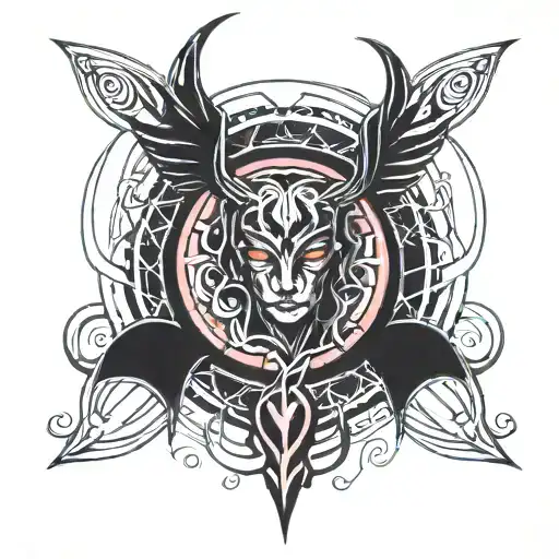 tribal womb succubus tattoo. maybe with hearts or stars. black ink. feminine  tattoo design idea